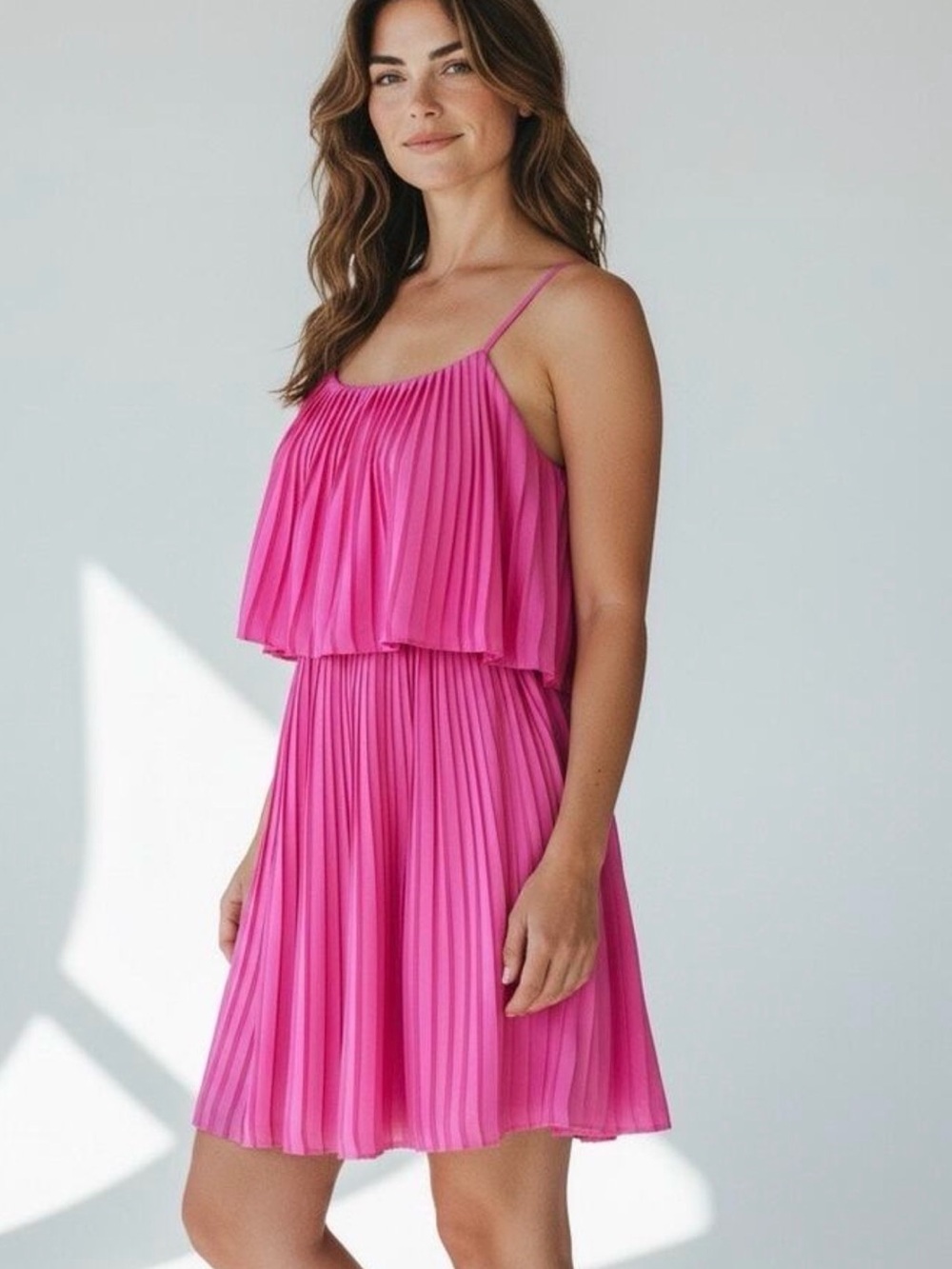 Merona Pleated Spaghetti-Strap Mini Dress - Fuchsia